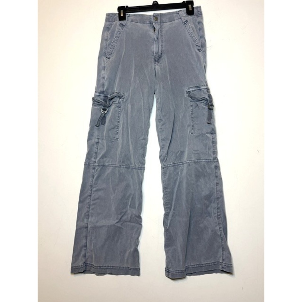American Eagle Super High Rise Baggy Wide Leg Cargo Pants Gray Size 8 Stretch